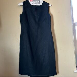 Talbots Petites Black Sheath Irish Linen Sleeveless Dress Sz 4
